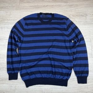Country Road Mens XXL Blue Striped Crewneck Sweater Extra Fine Australian Merino